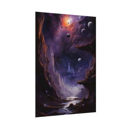 Black Hole Cosmic Odyssey: A Massive Planet's Journey Through Space - Poster