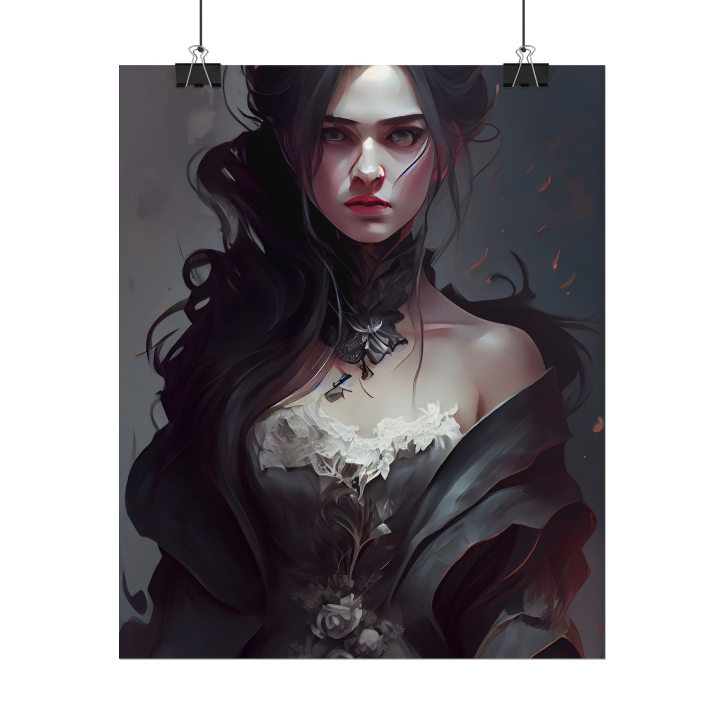 Black Haired Female Portrait: Elegant Outdoor Beauty - Poster