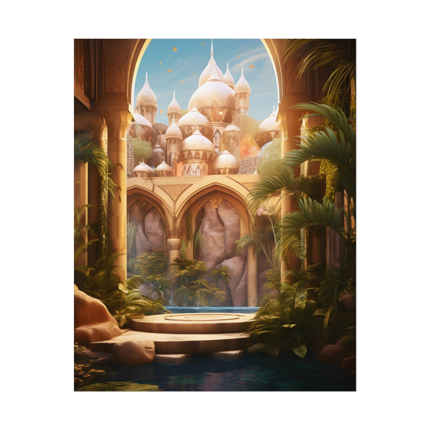 Mythical Desert Oasis: Arabian Nights Inspired Artwork - Poster