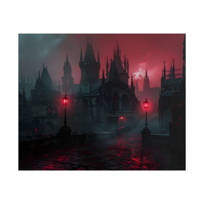 Dark Gothic Cityscape: Misty Twilight Artwork - Poster