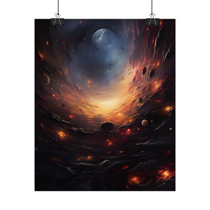 Cosmic Orbit: Six Planets Swirl Around a Black Hole - Poster