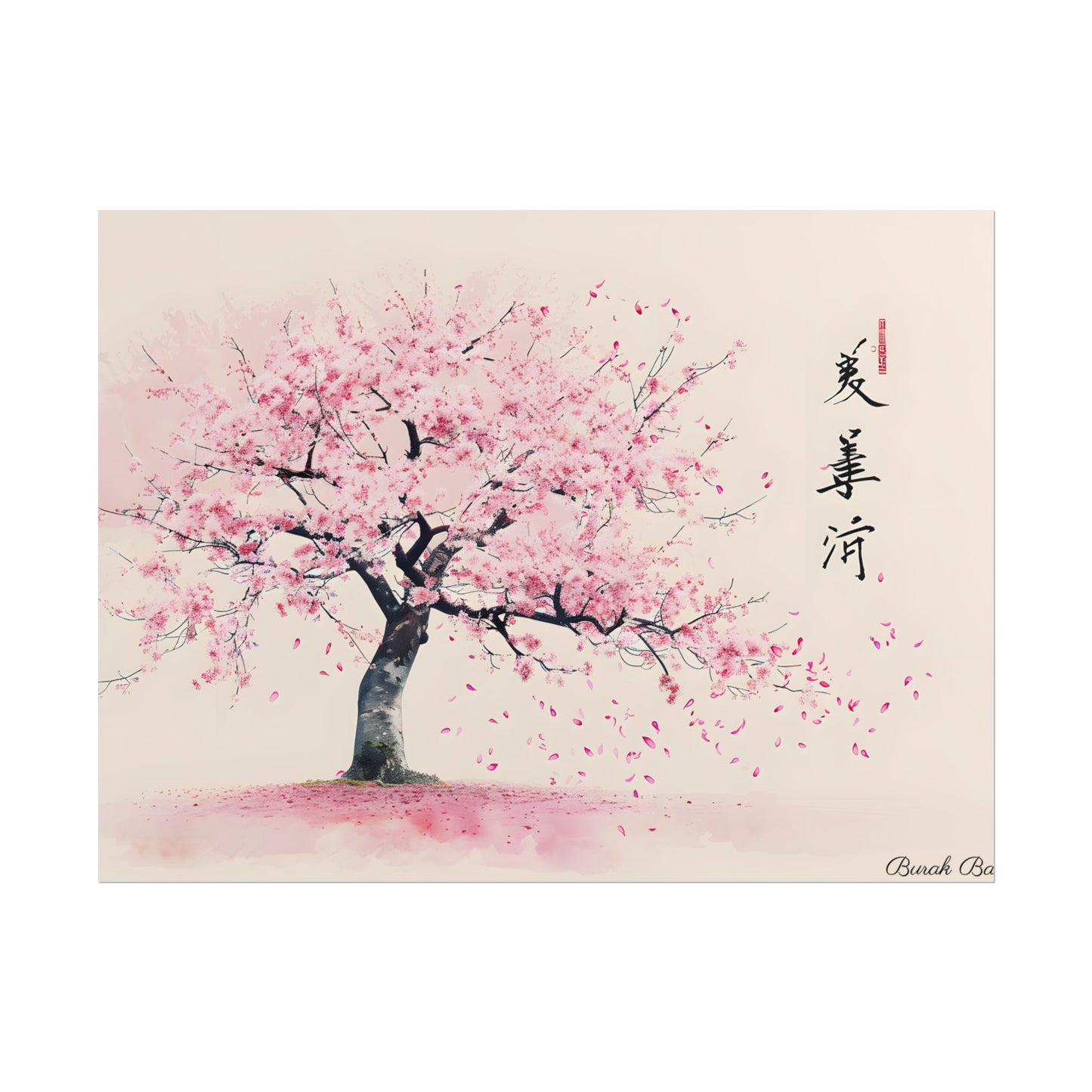 Japanese Cherry Blossom Art: Springtime Painting - Poster