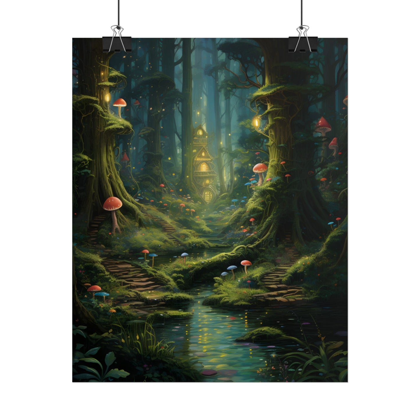Enchanted Forest: Grimm's Fairy Tale Characters in Serene Woods - Poster