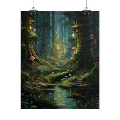 Enchanted Forest: Grimm's Fairy Tale Characters in Serene Woods - Poster