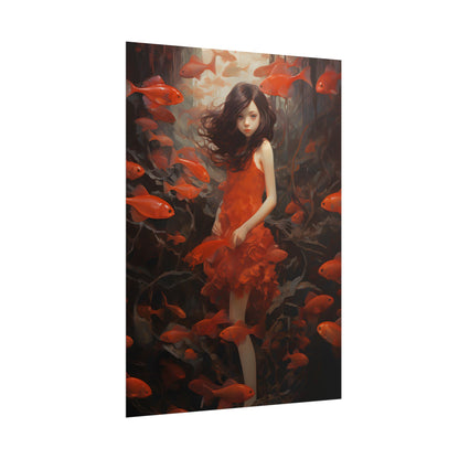 Simple Orange Still Life: Casual Wooden Table Art - Poster