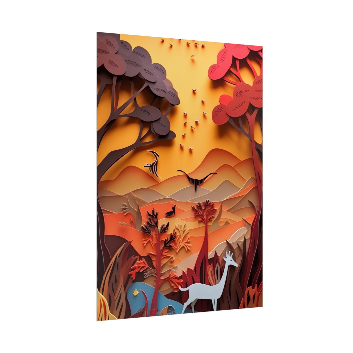 Vibrant African Quilled Landscape: Colorful Paper Artwork - Poster
