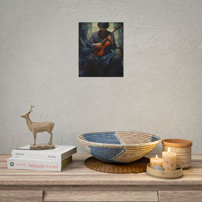 Mysterious Musician: Intimate Guitar Portrait - Poster