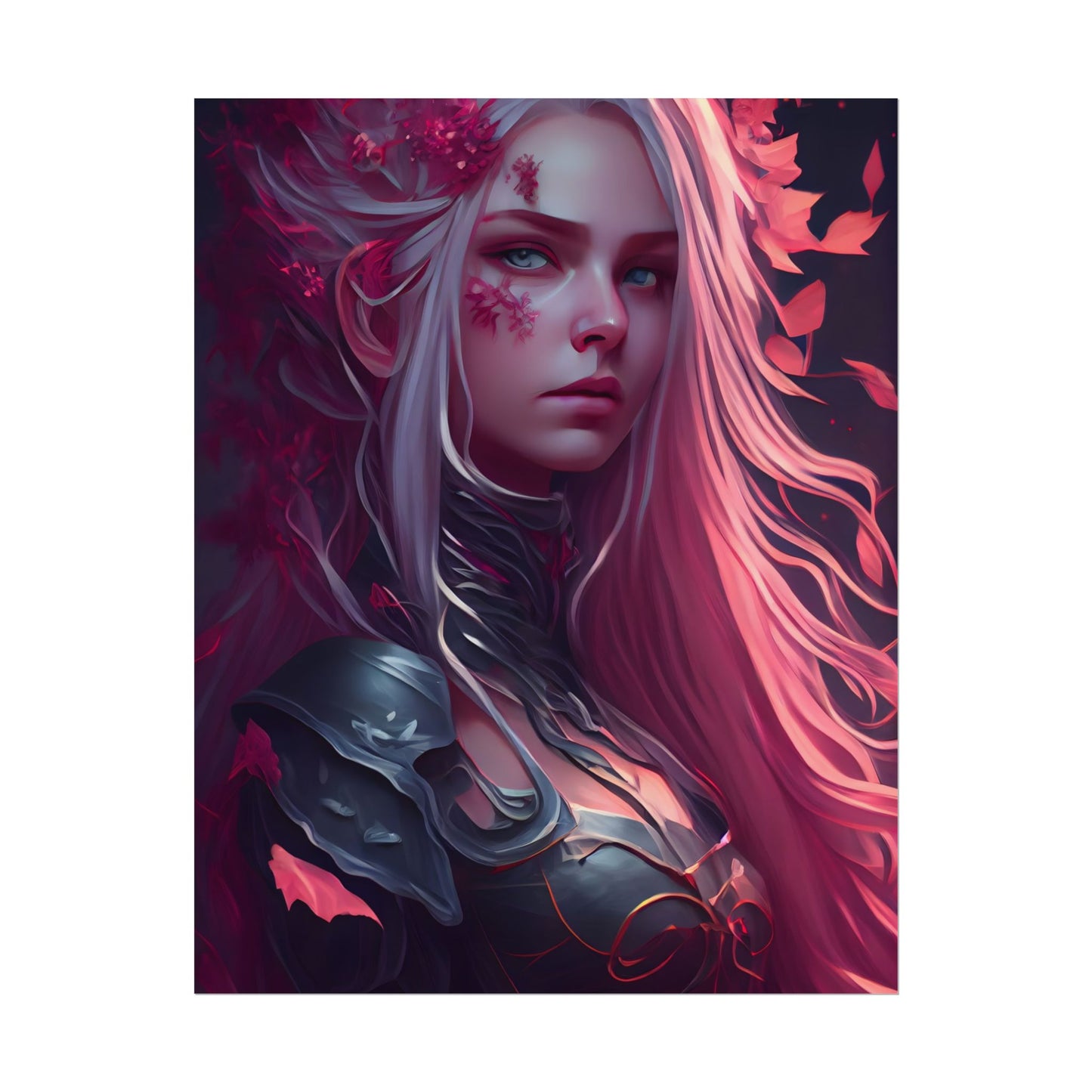 Astonishing Female Portrait with Pink Hair: Artistic Vision - Poster