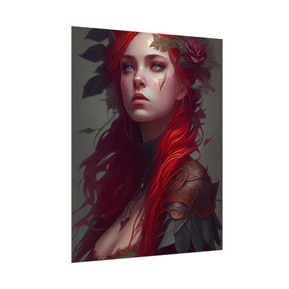 Intimate Red Hair Portrait: Artistic Female Figure in Black Dress - Poster