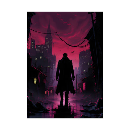 Gritty Urban Scene: Detective in Thought - Poster