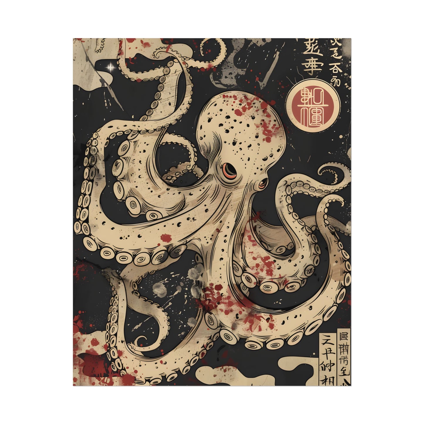 Stylized Japanese Octopus: Minimal Artwork - Poster