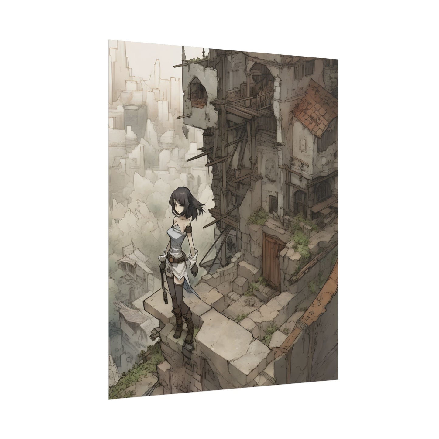 Dramatic Anime Bird Art: Detailed Illustration - Poster