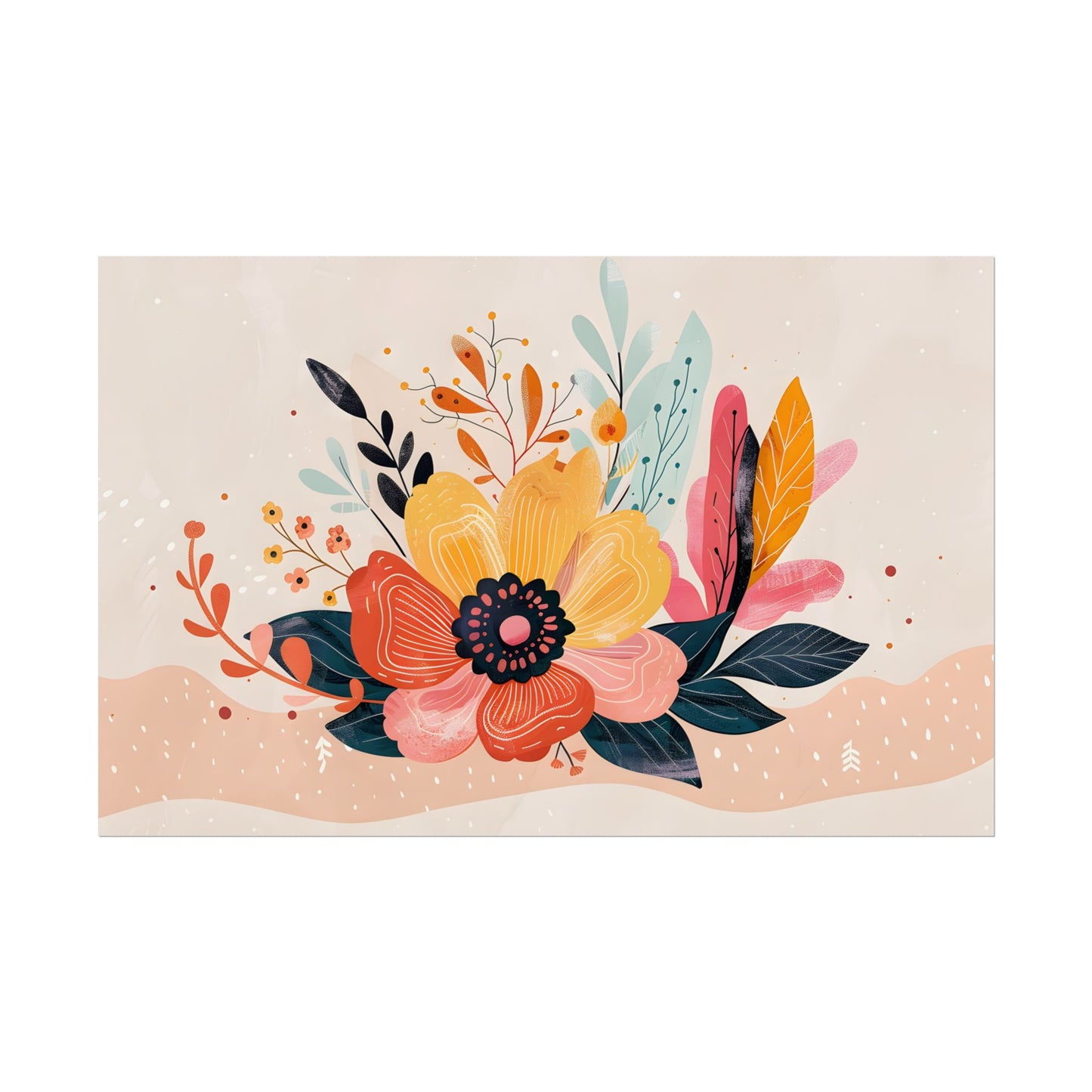 Blooming Growth: Vibrant Flower Artwork - Poster