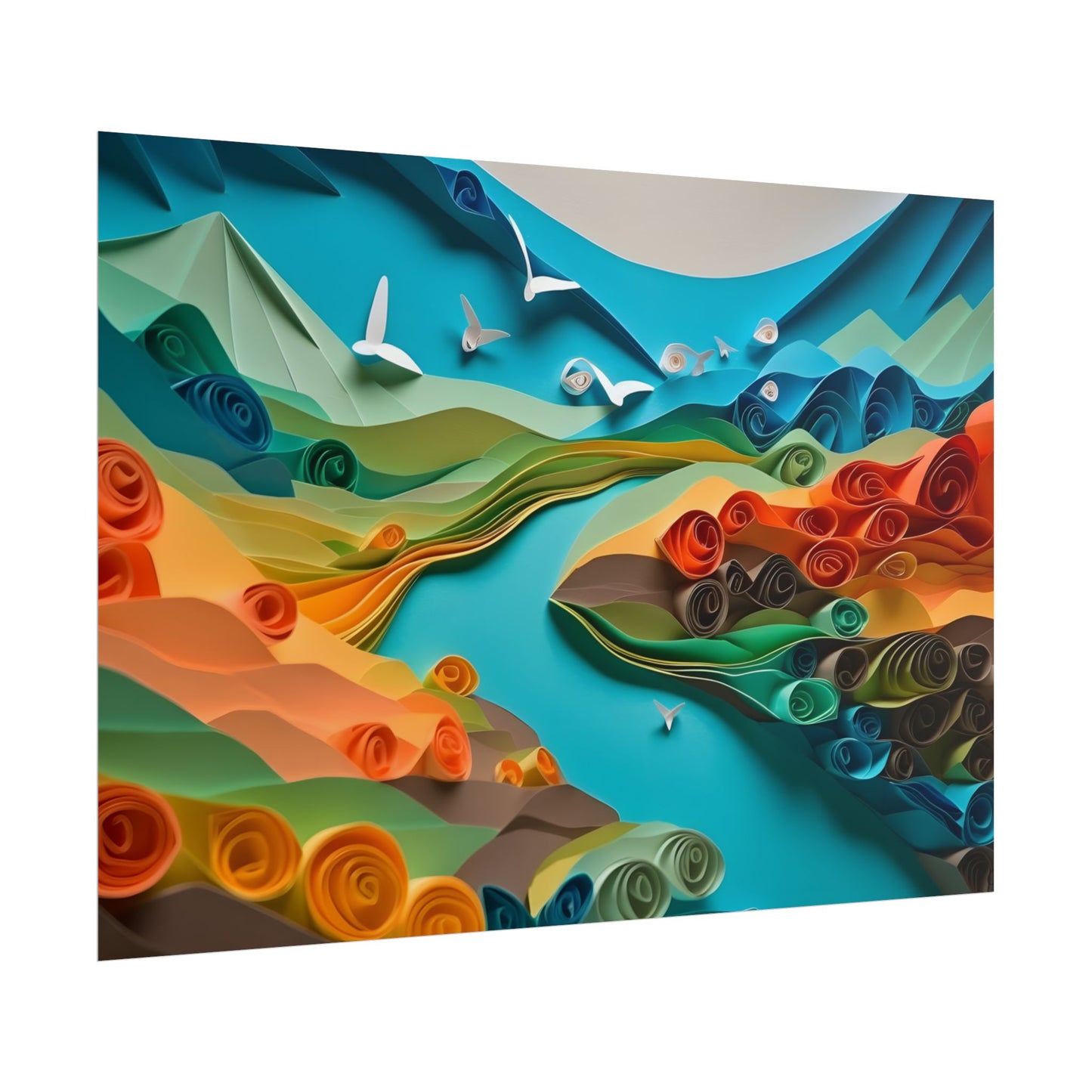 Magical Beach Paradise: Peaceful Paper Quilling Art - Poster
