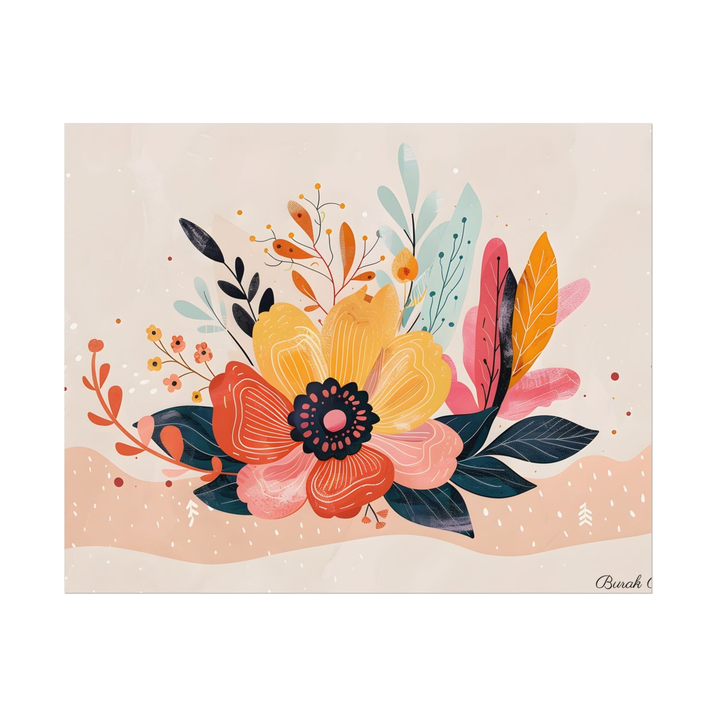 Blooming Growth: Vibrant Flower Artwork - Poster
