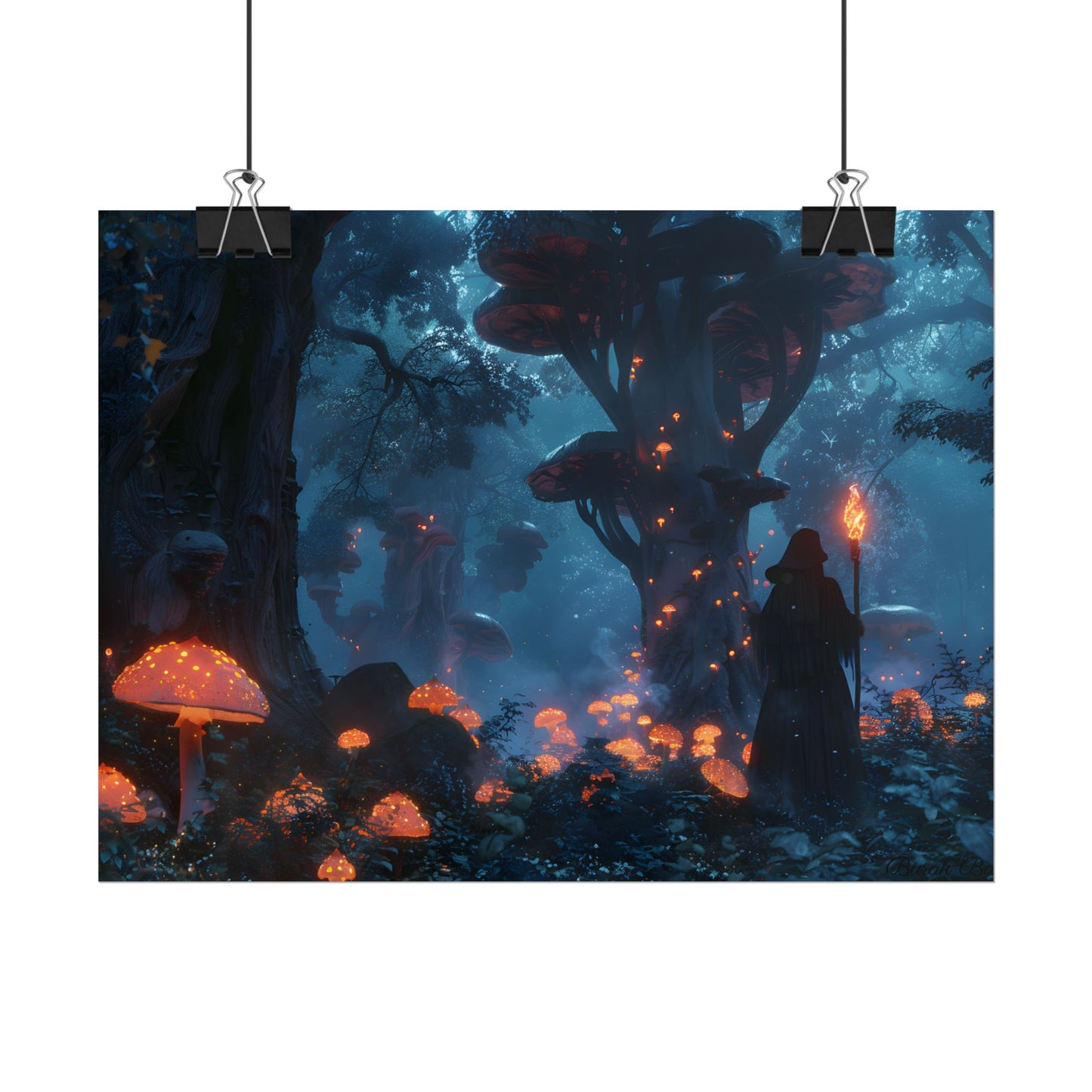 Mystical Forest Encounter: Vibrant Witch Artwork - Poster
