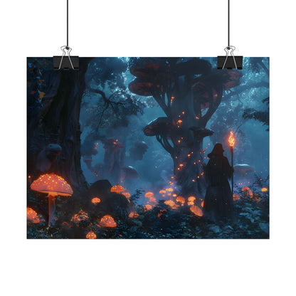 Mystical Forest Encounter: Vibrant Witch Artwork - Poster