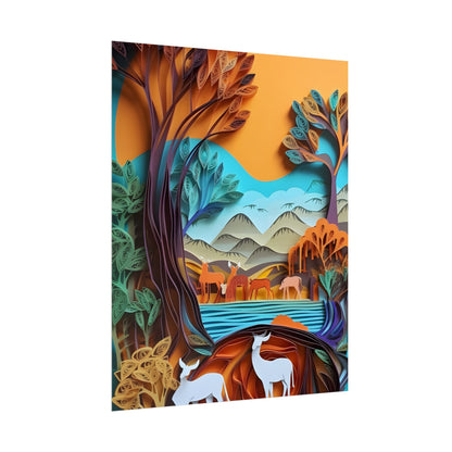 Vibrant African Landscape: Eye-Catching Paper Quilling Art - Poster