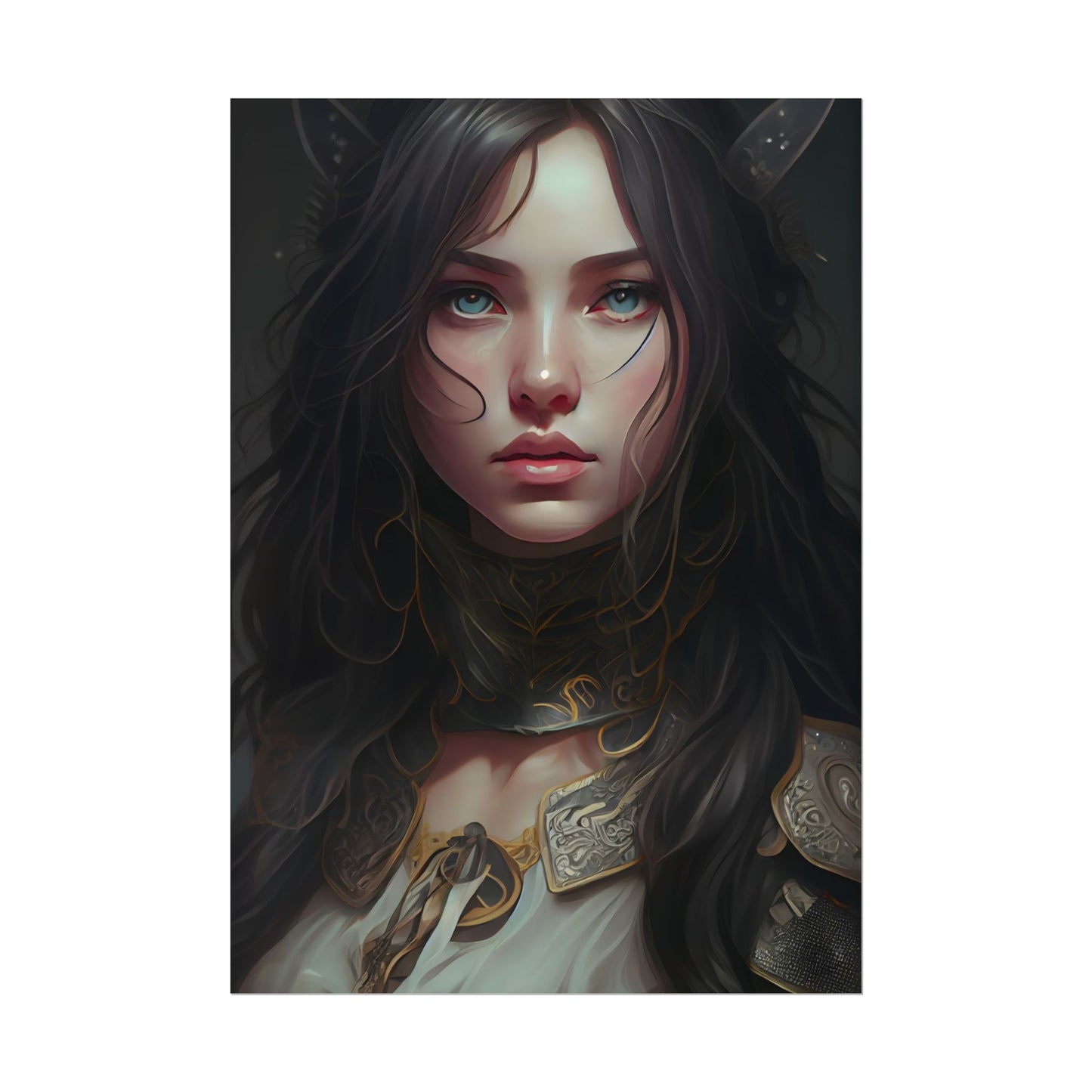 Vibrant Red Portrait: Dynamic Female Artwork - Poster