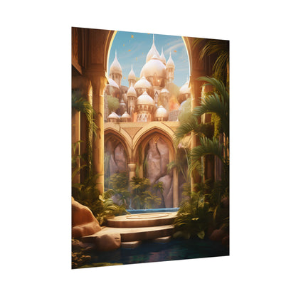 Mythical Desert Oasis: Arabian Nights Inspired Artwork - Poster