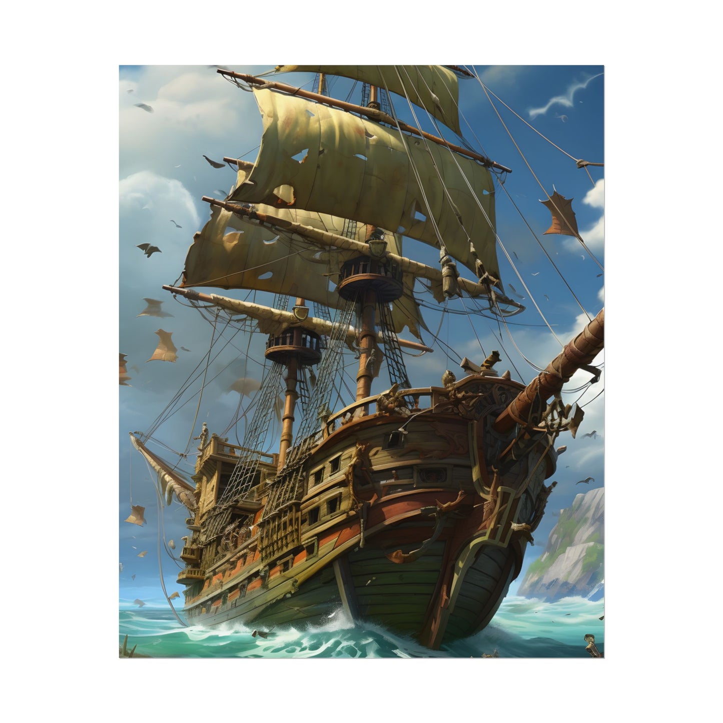 Swashbuckling Time-Traveling Pirate Crew: Colorful Artwork - Poster
