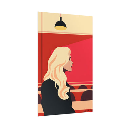 Minimalist Blonde Woman in Black Dress: Modern Art Poster - Poster