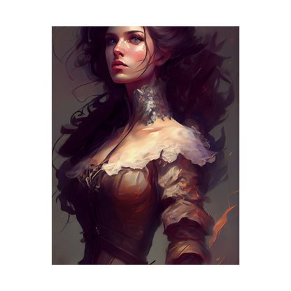 Lovely Brown Hair Portrait: Stunning Female Art - Poster