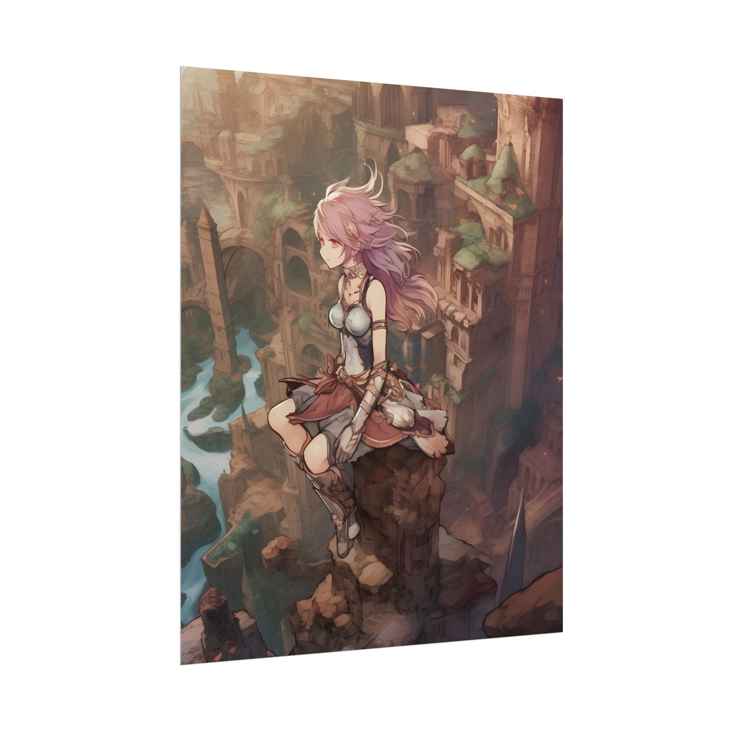 Dramatic Anime Feather: Detailed Urban Artwork - Poster