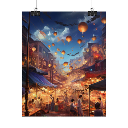 Magical Street Food Market: Enchanted Eats in Full Bloom - Poster