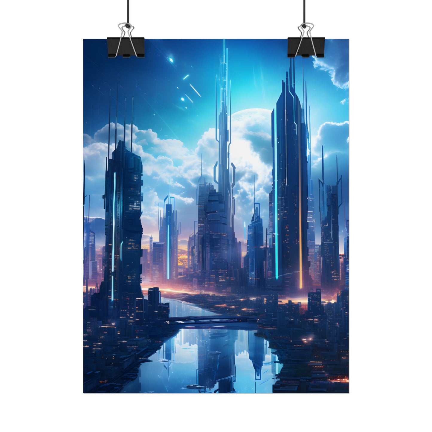 Dark Future Cityscape: Cyberpunk Dystopia Neon Artwork - Poster