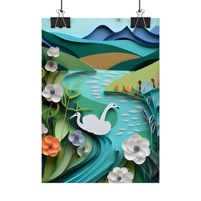 Vibrant Paper Quilling Island: A Beautiful Tropical Landscape - Poster