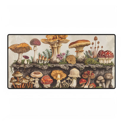 Vintage Mushroom Illustration: Detailed Artwork - Desk Mat