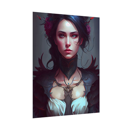 Enchanting Female Portrait: Elegant Black Dress Artwork - Poster