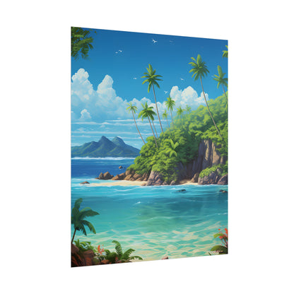 Tranquil Tropical Paradise: Calming Island Scene Art - Poster