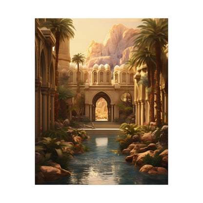 Desert Oasis Under Starry Night: Arabian Nights-Inspired Art - Poster