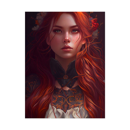 Redhead Female Portrait in a Dress - Poster