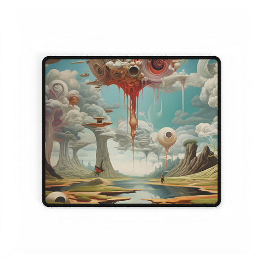 Surreal Dreamscapes: Psychedelic Rock Formation Artwork - Desk Mat
