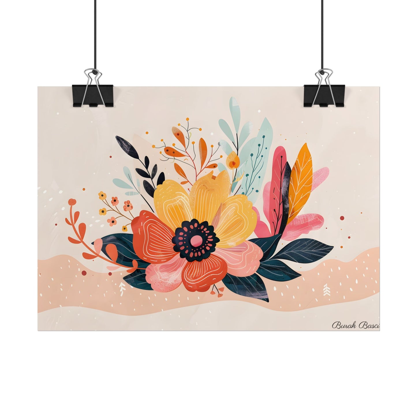 Blooming Growth: Vibrant Flower Artwork - Poster