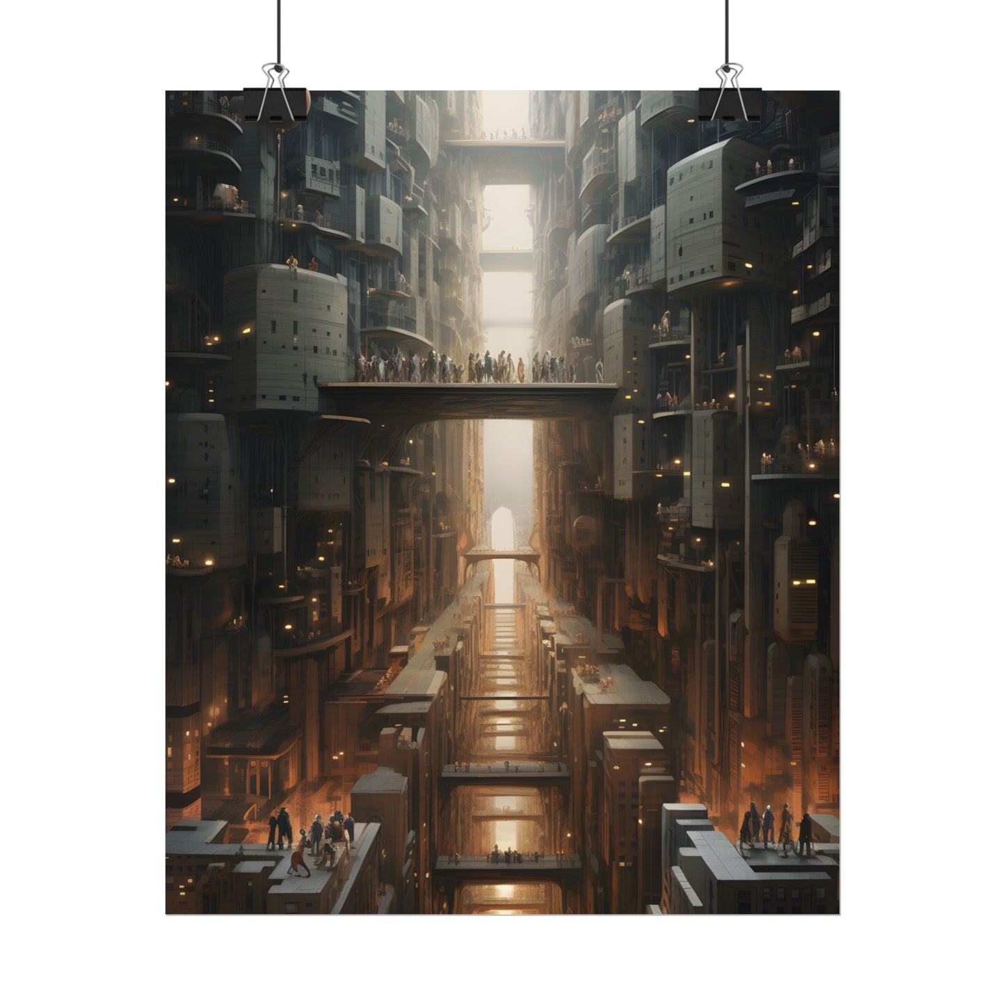 Futuristic City of Perfection: Modern Skyscrapers under Neon Lights - Poster