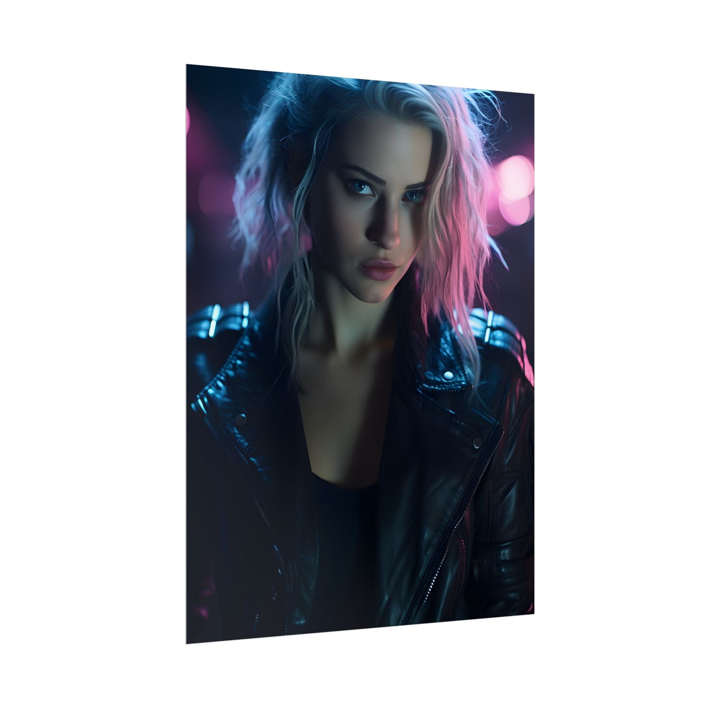Cyberpunk Teen: Moody Expression Digital Art - Poster
