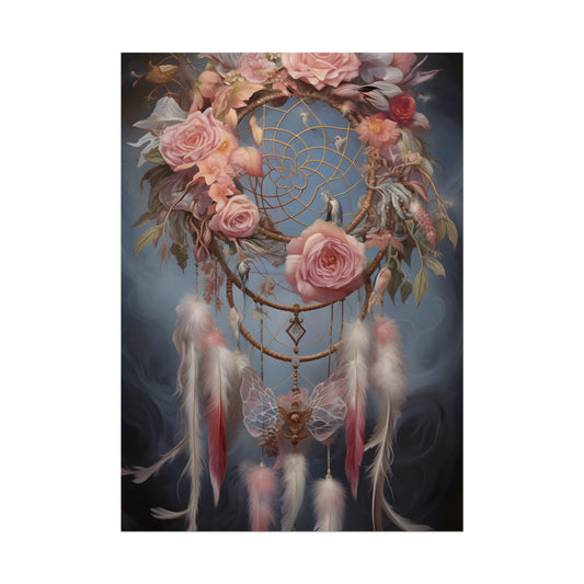 Ethereal Dreamcatcher Realm: Surreal Artwork with Colorful Feathers - Poster