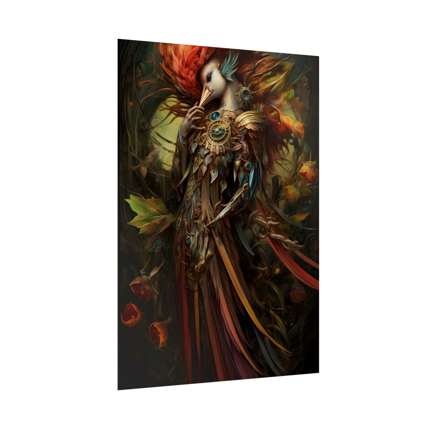 Grand Statue of a Majestic Bird in Serene Setting - Poster