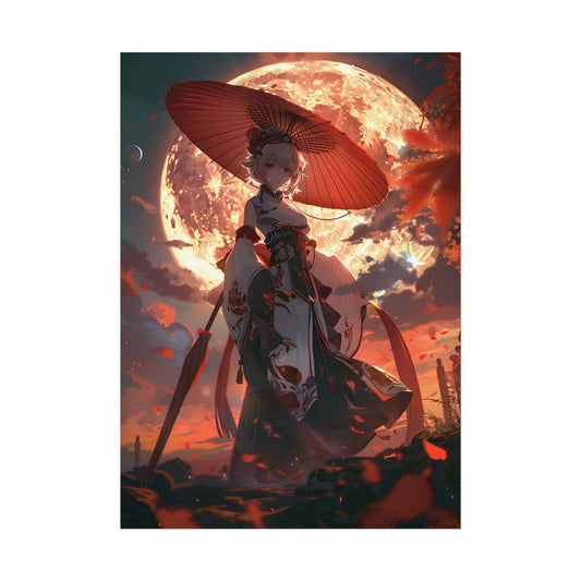 Whimsical Anime Winter: Girl with Umbrella - Poster