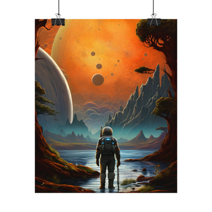 Futuristic Wilderness Explorer: Jetpack Adventure Art - Poster