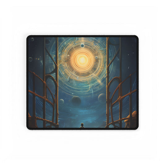 Space Explorer's Journey: Sleek Spacecraft in Stellar Odyssey - Desk Mat