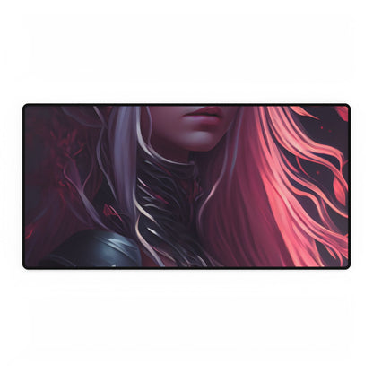 Astonishing Female Portrait with Pink Hair: Artistic Vision - Desk Mat