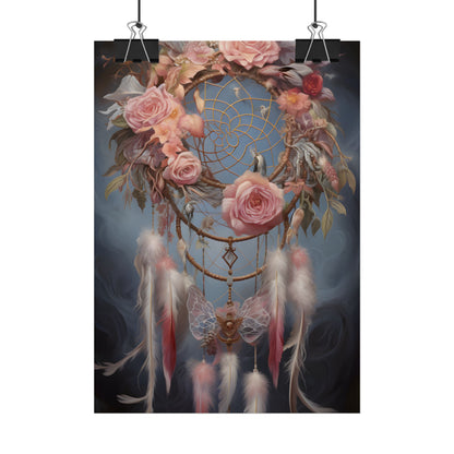 Ethereal Dreamcatcher Realm: Surreal Artwork with Colorful Feathers - Poster