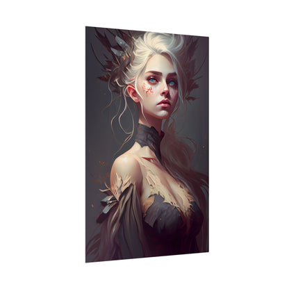 Elegant Blonde Portrait: Outdoor Woman in Dress - Poster