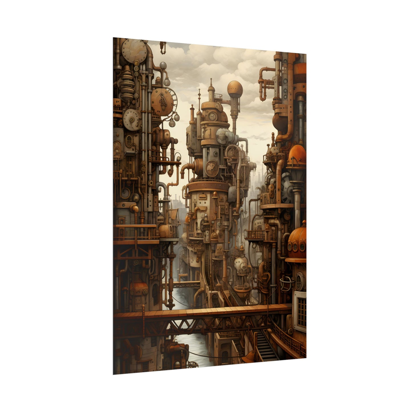 Steampunk Cityscape: Vintage Parisian Dreamscape - Poster