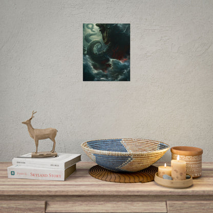 Ancient Sea Monster: Mythical Serpentine Digital Illustration - Poster